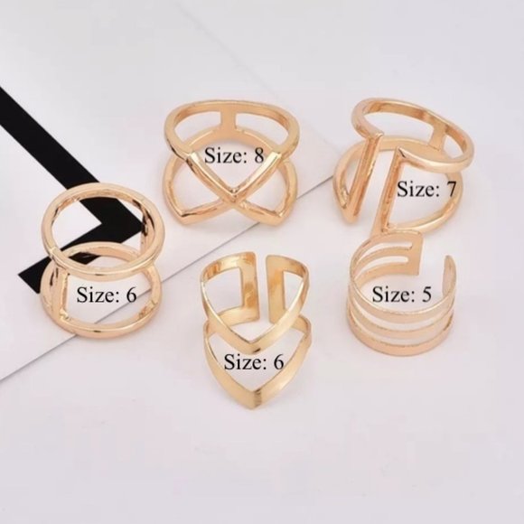 Minimalist Gold Ring Set of 5 - Picture 4 of 4